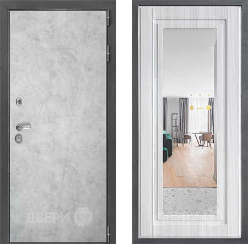Входная металлическая Дверь Дверной континент ДК-3/743 ФЛЗ Зеркало Сандал белый в Лосино-Петровский