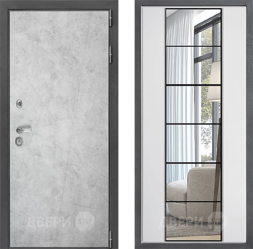 Входная металлическая Дверь Дверной континент ДК-3/743 ФЛЗ-2 Зеркало Белый софт в Лосино-Петровский