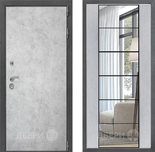 Входная металлическая Дверь Дверной континент ДК-3/743 ФЛЗ-2 Зеркало Бетон светлый в Лосино-Петровский