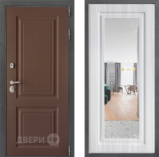 Входная металлическая Дверь Дверной континент ДК-3/729 ФЛЗ Зеркало Сандал белый в Лосино-Петровский