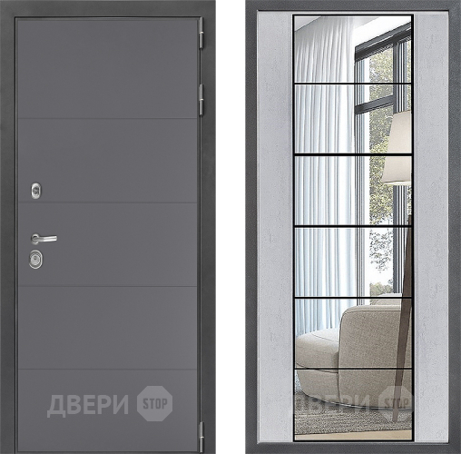 Дверь Дверной континент ДК-3/649 ФЛЗ-2 Зеркало Бетон светлый в Лосино-Петровский