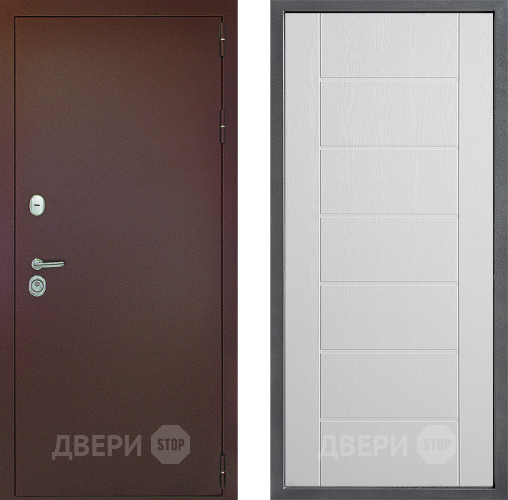 Входная металлическая Дверь Дверной континент Рубикон Медь Дизайн ФЛ-Лайн Белое дерево в Лосино-Петровский