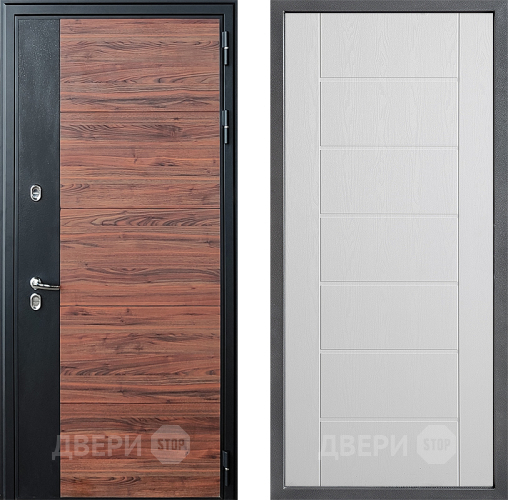 Входная металлическая Дверь Дверной континент ДК-15 Красное Дерево ТЕРМО ФЛ-Лайн Белое дерево в Лосино-Петровский