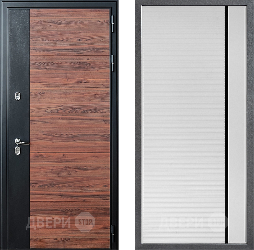 Входная металлическая Дверь Дверной континент ДК-15 Красное Дерево ТЕРМО ФЛ-757 Черное Стекло Софт милк в Лосино-Петровский