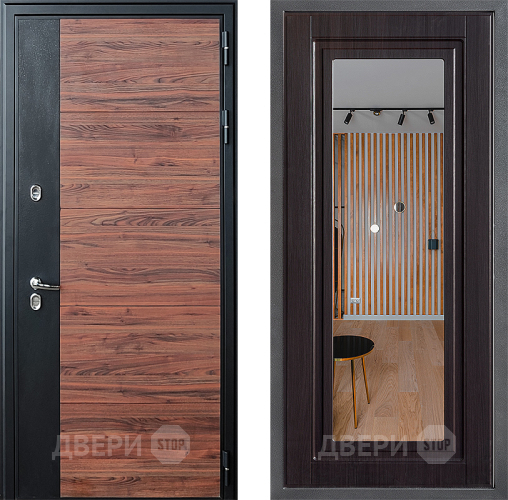 Входная металлическая Дверь Дверной континент ДК-15 Красное Дерево ТЕРМО ФЛЗ Зеркало Венге в Лосино-Петровский
