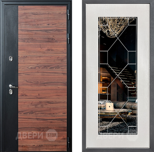 Дверь Дверной континент ДК-15 Красное Дерево ТЕРМО ФЛ-Тиффани Зеркало Белое дерево в Лосино-Петровский