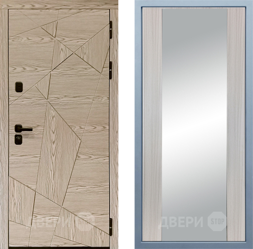 Входная металлическая Дверь Дива МД-97/1 Д-15 Зеркало Сандал белый в Лосино-Петровский