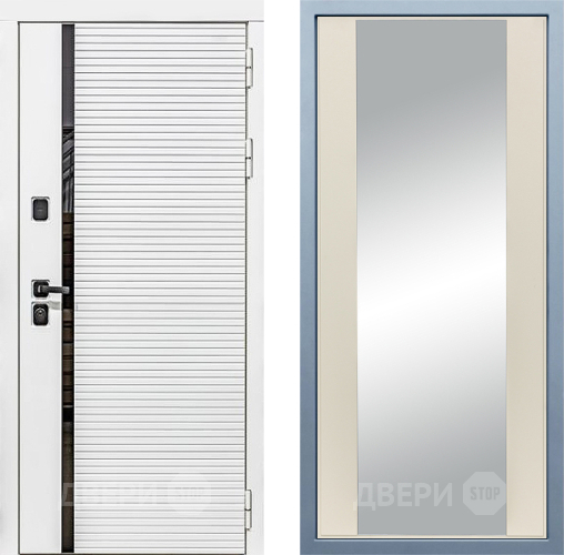 Входная металлическая Дверь Дива МХ-45 Белая STR Д-15 Зеркало Шампань в Лосино-Петровский