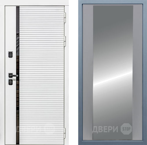 Входная металлическая Дверь Дива МХ-45 Белая STR Д-15 Зеркало Силк Маус в Лосино-Петровский