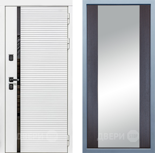 Входная металлическая Дверь Дива МХ-45 Белая STR Д-15 Зеркало Венге в Лосино-Петровский