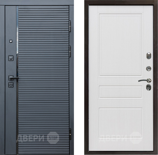 Входная металлическая Дверь Престиж Черная Линия Классика Белое дерево в Лосино-Петровский