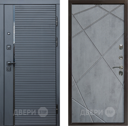 Входная металлическая Дверь Престиж Черная Линия Лучи Бетон темный в Лосино-Петровский