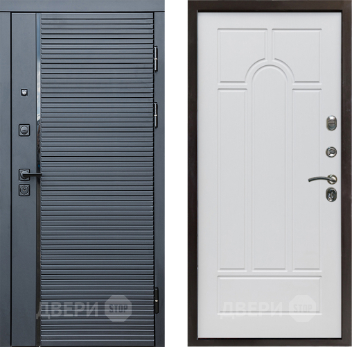 Входная металлическая Дверь Престиж Черная Линия Арка Белое дерево в Лосино-Петровский