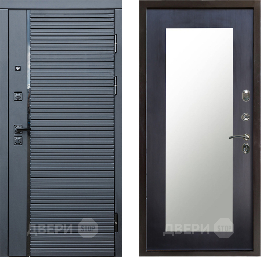 Входная металлическая Дверь Престиж Черная Линия Зеркло Пастораль Венге в Лосино-Петровский