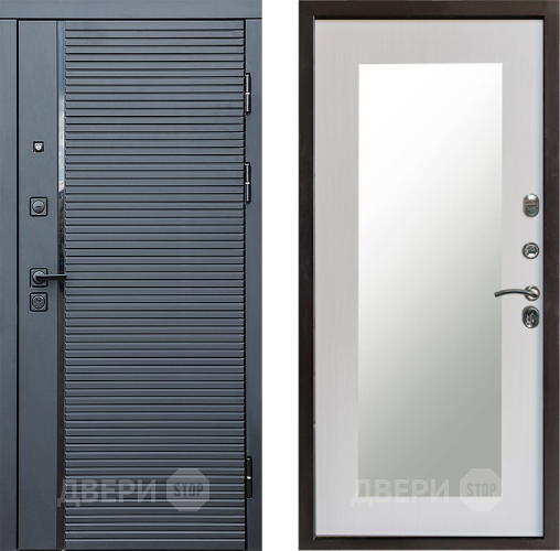 Входная металлическая Дверь Престиж Черная Линия Зеркло Пастораль Лиственница белая в Лосино-Петровский