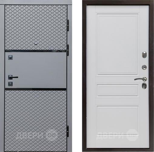 Входная металлическая Дверь Престиж Ромб Классика Белый матовый в Лосино-Петровский