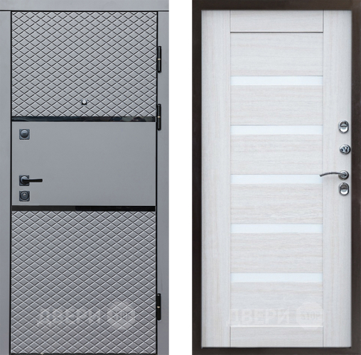 Входная металлическая Дверь Престиж Ромб Царга Лиственница белая в Лосино-Петровский
