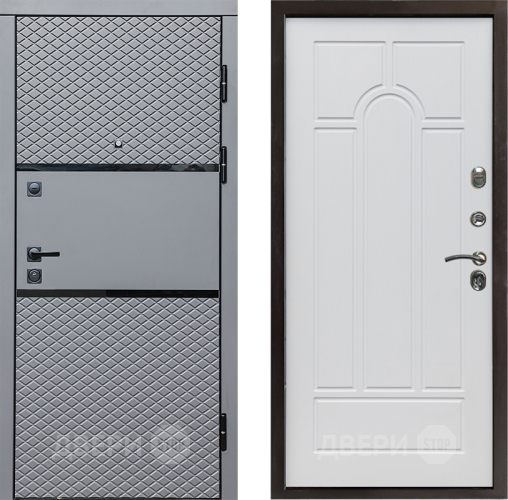 Входная металлическая Дверь Престиж Ромб Арка Белое дерево в Лосино-Петровский