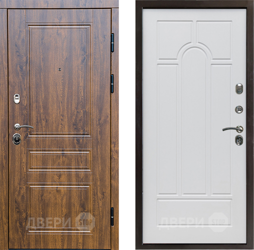 Входная металлическая Дверь Престиж Классика Дуб Арка Белое дерево в Лосино-Петровский