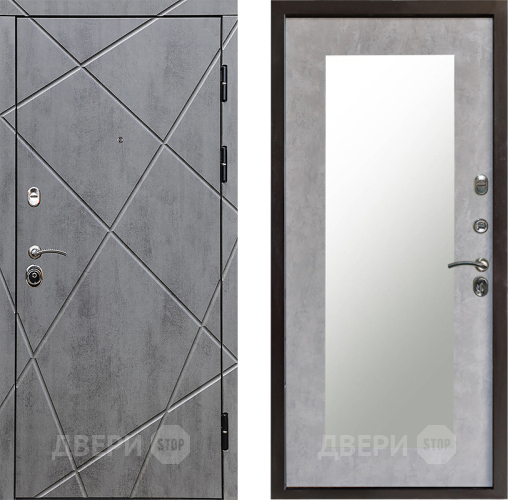 Входная металлическая Дверь Престиж Лучи Зеркло Пастораль Бетон светлый в Лосино-Петровский