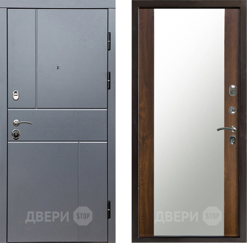 Входная металлическая Дверь Престиж Горизонт Грэй Зеркало Дуб в Лосино-Петровский