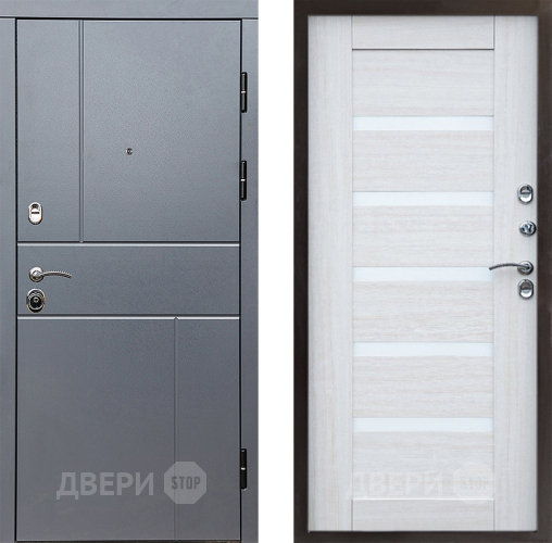 Входная металлическая Дверь Престиж Горизонт Грэй Царга Лиственница белая в Лосино-Петровский