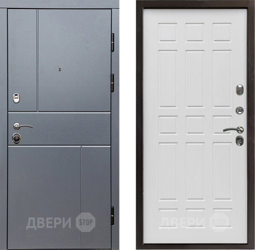 Входная металлическая Дверь Престиж Горизонт Грэй Спарта Белое дерево в Лосино-Петровский