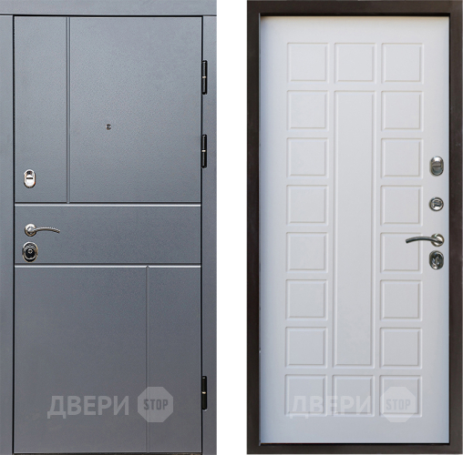 Входная металлическая Дверь Престиж Горизонт Грэй Престиж Белое дерево в Лосино-Петровский