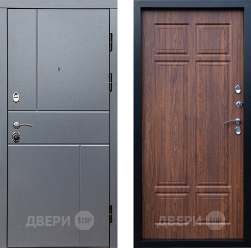 Входная металлическая Дверь Престиж Горизонт Грэй Премиум Орех темный в Лосино-Петровский