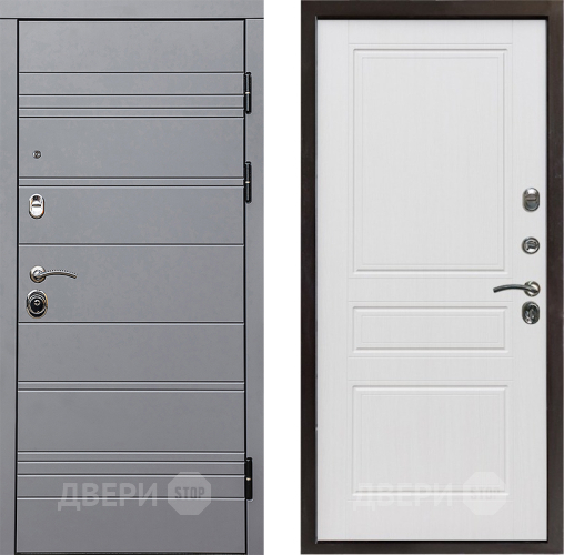 Входная металлическая Дверь Престиж Линия Грэй Классика Белое дерево в Лосино-Петровский