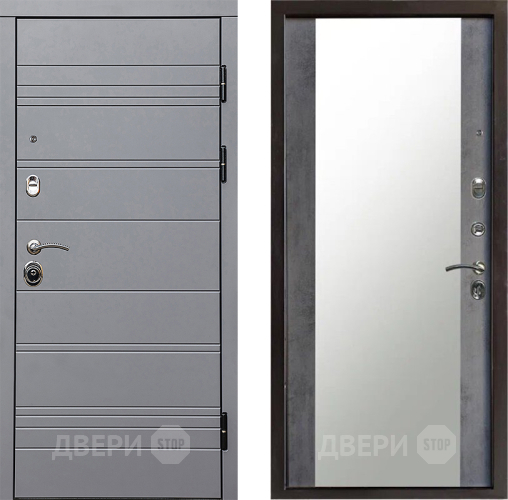 Входная металлическая Дверь Престиж Линия Грэй Зеркало Бетон темный в Лосино-Петровский