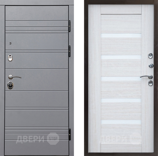Входная металлическая Дверь Престиж Линия Грэй Царга Лиственница белая в Лосино-Петровский