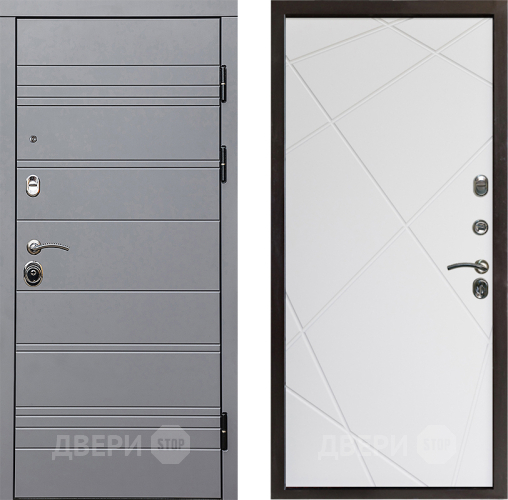 Входная металлическая Дверь Престиж Линия Грэй Лучи Бетон белый в Лосино-Петровский