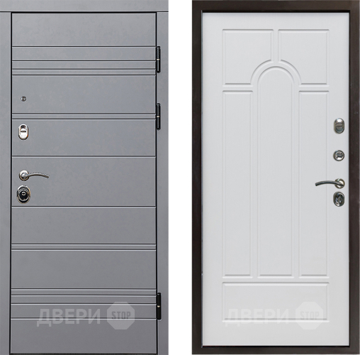 Входная металлическая Дверь Престиж Линия Грэй Арка Белое дерево в Лосино-Петровский