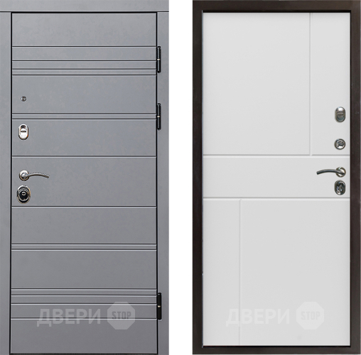 Входная металлическая Дверь Престиж Линия Грэй Горизонт Бетон белый в Лосино-Петровский