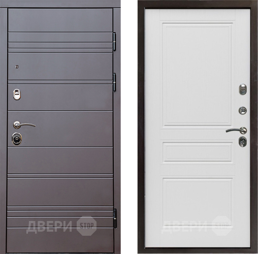 Входная металлическая Дверь Престиж Линия Браун Классика Лиственница белая в Лосино-Петровский