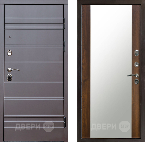 Входная металлическая Дверь Престиж Линия Браун Зеркало Дуб в Лосино-Петровский