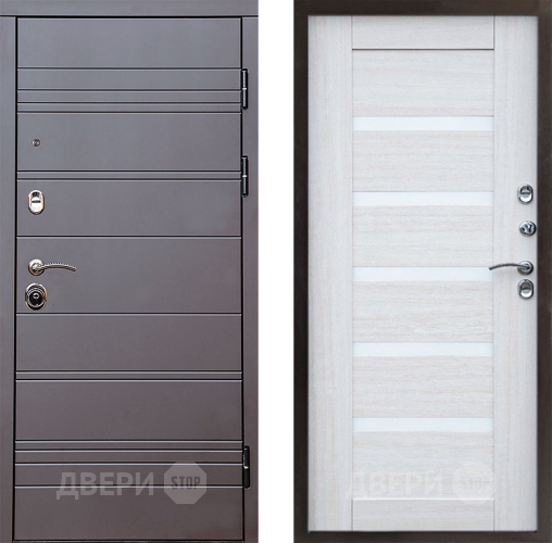 Входная металлическая Дверь Престиж Линия Браун Царга Лиственница белая в Лосино-Петровский