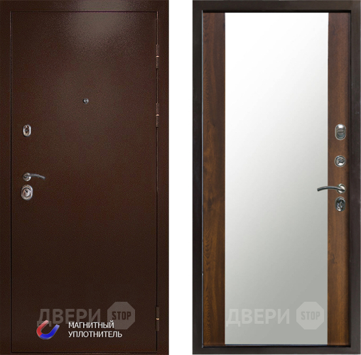 Входная металлическая Дверь Престиж Медь Зеркало Дуб в Лосино-Петровский