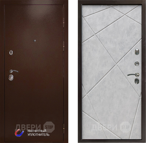 Входная металлическая Дверь Престиж Медь Лучи Бетон светлый в Лосино-Петровский