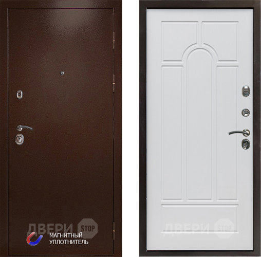 Входная металлическая Дверь Престиж Медь Арка Белое дерево в Лосино-Петровский