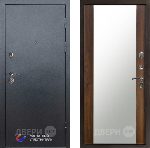 Входная металлическая Дверь Престиж Графит Зеркало Дуб в Лосино-Петровский