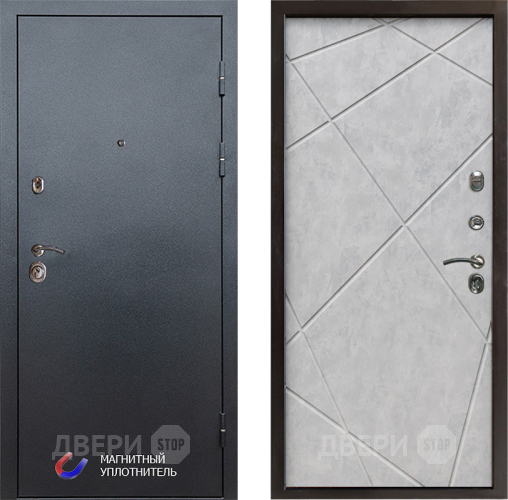 Входная металлическая Дверь Престиж Графит Лучи Бетон светлый в Лосино-Петровский
