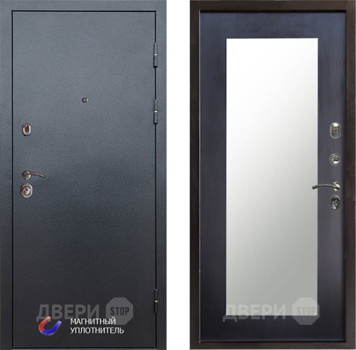 Входная металлическая Дверь Престиж Графит Зеркло Пастораль Венге в Лосино-Петровский