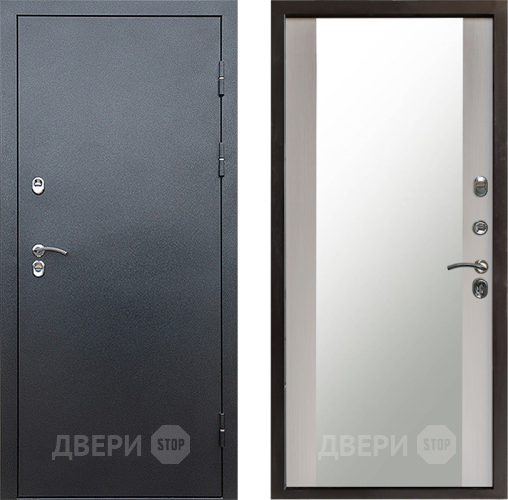 Входная металлическая Дверь Престиж TERMO с терморазрывом Снегирь Серебро Зеркало Лиственница белая в Лосино-Петровский