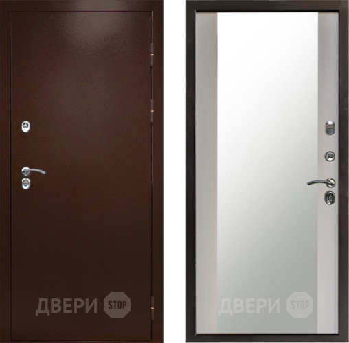 Входная металлическая Дверь Престиж TERMO с терморазрывом Снегирь Медь Зеркало Лиственница белая в Лосино-Петровский
