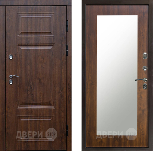 Входная металлическая Дверь Престиж TERMO с терморазрывом Премиум Орех Зеркало пастораль Дуб в Лосино-Петровский