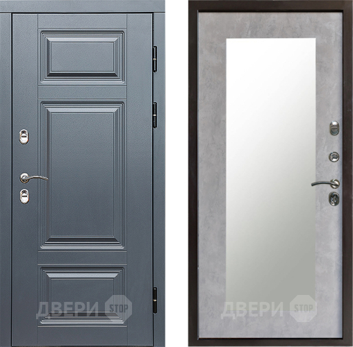 Входная металлическая Дверь Престиж TERMO с терморазрывом Премиум Грэй Зеркало пастораль Бетон светлый в Лосино-Петровский