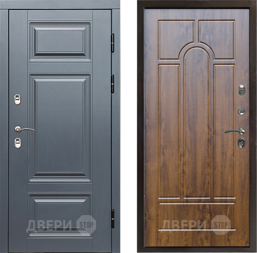 Входная металлическая Дверь Престиж TERMO с терморазрывом Премиум Грэй Арка Дуб в Лосино-Петровский