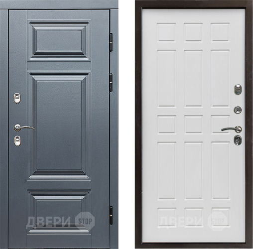 Входная металлическая Дверь Престиж TERMO с терморазрывом Премиум Грэй Спарта Белое дерево в Лосино-Петровский